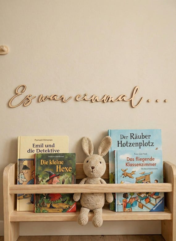 Es war einmal Schriftzug, Leseecke Kinderzimmer, Wanddeko Holz, Märchen Deko