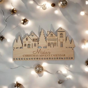 Personalized Wooden Advent Calendar with Tenement Motif