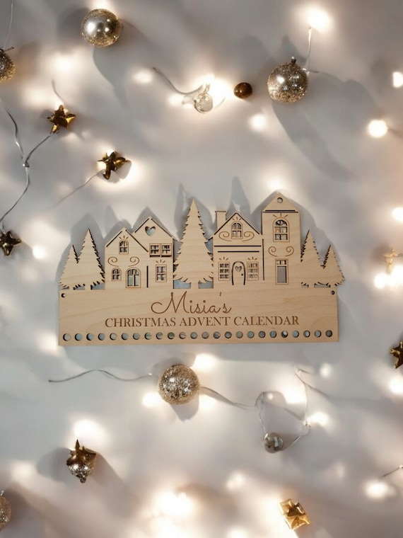Personalized Wooden Advent Calendar with Tenement Motif
