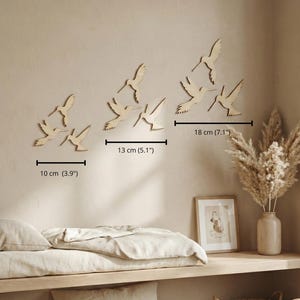 Set of 3 Wooden Hummingbirds, Nursery Wall Decor, Flying Birds Art, Boho Baby image 5