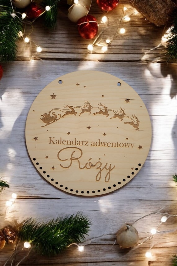 Personalized Wooden Advent Calendar with Santa's Sleigh