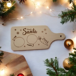 Wooden Milk and Cookies Board for Santa - Christmas Eve Treats Plate