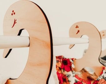 Grucce rustiche per bambini / Tema uccelli in legno / Decorazioni per la cameretta dei bambini / Organizzatori per vestiti