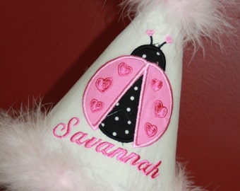 TLB Custom Boutique Little Love Bug Ladybug Crown Princess Personalized Birthday Party Hat