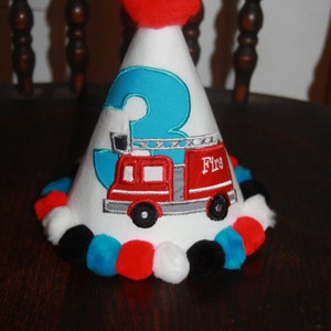 TLB Boy or Girl Personalized Birthday Firetruck fire truck themed Hat and shirt Photographers Props Cake Smash image 5