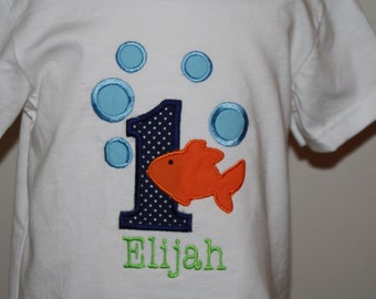 Personalized Goldfish Party Bodysuit or T-shirt - Boys - Birthday - Celebration - Cake Smash - Name - Theme - Party Decor