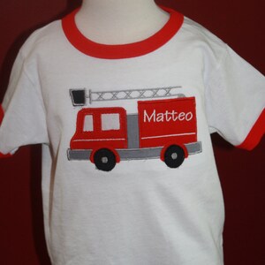 TLB Boy or Girl Personalized Birthday Firetruck fire truck themed Hat and shirt Photographers Props Cake Smash image 2