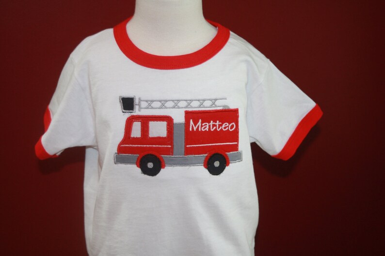TLB Boy or Girl Personalized Birthday Firetruck fire truck themed Hat and shirt Photographers Props Cake Smash image 4