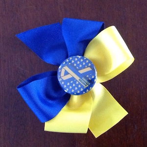 Boston Strong Two Toned Pinwheel Bow Boston marathon donation included hair bow flower image 1