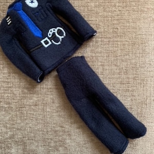 Police officer back the blue  elf doll costume Christmas outfit for doll