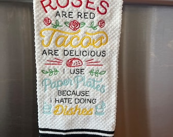 Taco Tuesday Paper Plates Hate Doing Dishes -Kitchen towel - dishtowel -House warming - New Home - Cook - what's for dinner - _