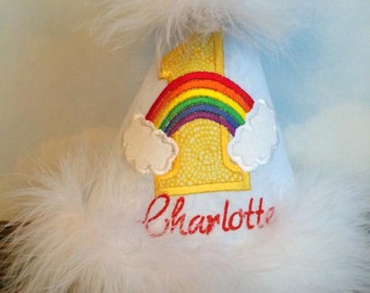 TLB Custom Boutique Personalized  Rainbow Birthday Party Hat Boy Girl