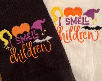 I smell children - hocus pocus - Sanderson sisters -Halloween Kitchen towel -House warming - New Home - Cook - what's for dinner - _