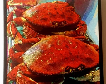 Crabs  Mounted Canvas , Digital art, signed canvas, delicious crabs, numbered edition canvas,