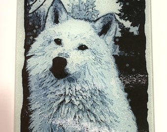 Winter Wolf  glass cuttingboard/trivet