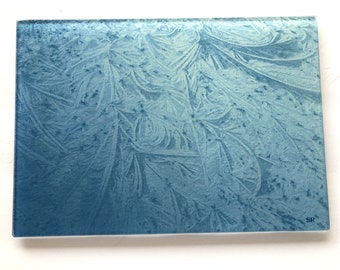 Frost glass cutting board, frost glass trivet,actyal frost pictures, winter glass, winter image