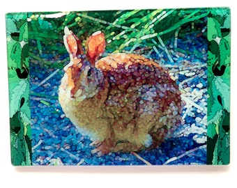 Wild rabbit glass cutting board/trivet, lovely Bunny, stained glass for window