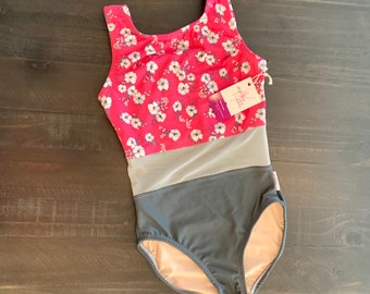 SALE! SIZE 12/13 Dance Leotard, Pink and White Bodysuit, Dance Convention Attire, Ballet Bodysuit