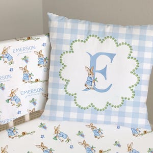 Peter Rabbit Swaddle Blanket Personalized Baby Boy/Easter Gift Baby/Bunny Name Blanket/Baby ShowerGift/Vintage Bunny Nursery Decor/Pillow