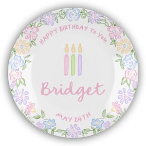 Personalized Happy Birthday Plate Girl/First Birthday Gift Idea/Personalized Dishes for Children/Birthday Party Decor