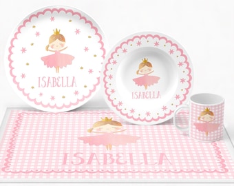 Personalized Princess Plate Set: Custom Kids Dinnerware