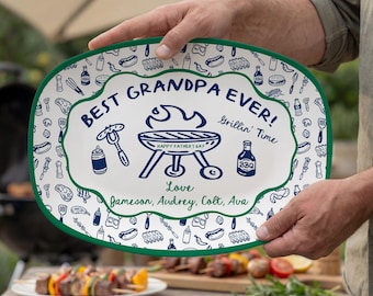 Custom Grill Plate for Father's Day Gift: Personalized Platter for Dad