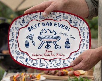 Custom Grill Plate for Father's Day Gift: Personalized Platter for Dad
