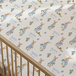 Personalized Peter Rabbit Crib Sheet/Twin Bed Sheets/Monogrammed Nursery Pillow Cover/Vintage Bunny Nursery Bedding