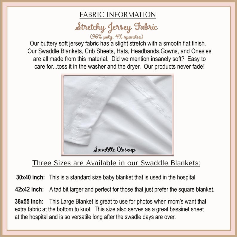 The image is a close-up of a swaddle blanket, showcasing its soft texture and smooth finish.