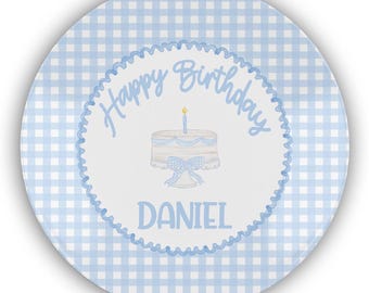 Plato personalizado para tarta de primer cumpleaños: plato de recuerdo irrompible para niño o niña