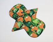 7.25 quot Liner Reusable Cloth Menstrual Pad - Lucky Guys on Black Windpro Fleece