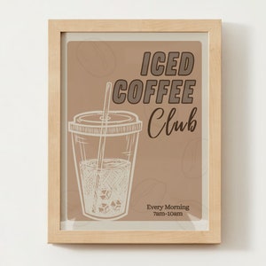 Stampa Iced Coffee Club / Download arte digitale / Arredamento carino bar caffè / Poster da cucina alla moda / Arte della parete del caffè espresso, Iced Coffee Club