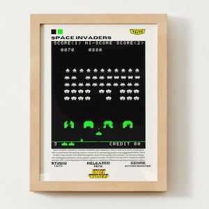 Space Invaders Digital Download Poster, Retro, Game Poster, Space Invaders Print, Videogames Art Digital Print Video Game Poster Gaming Art