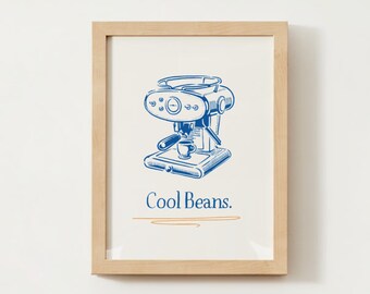 Cool Beans Espresso Druck | Digitale Kunst Download | Niedliche Kaffee-Bar-Dekor | Trendy Kaffee Poster | Espresso Kaffee Wand Kunst | Minimale Küche