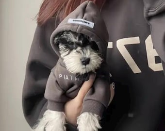 Sudadera con capucha Essentials para perros, sudadera con capucha para mascotas pequeñas, lindo conjunto para cachorros, ropa minimalista para perros, suéter suave y cálido para perros, sudadera con capucha a juego para mascotas