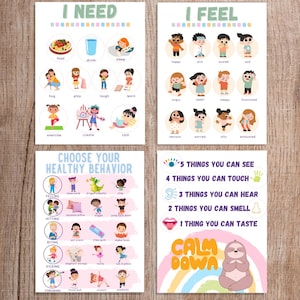 Tabla de comportamiento para niños pequeños Tabla de emociones importantes PDF imprimible Tabla de habilidades de afrontamiento para niños en edad preescolar Horario visual Rincón de la calma