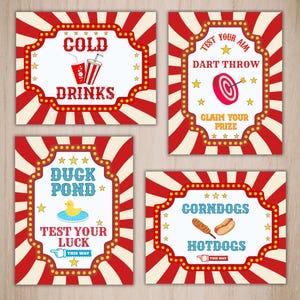 Carnival Party Signs: Editable Circus Booth Template (Digital Download)