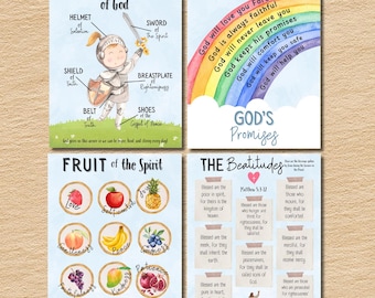 Schede di lavoro bibliche per bambini, pacchetto di lezioni cristiane, attività stampabili per la scuola domenicale e per l'istruzione domiciliare, download digitale.