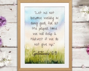 Christian Scripture Art: Watercolor Motivational Bible Verse Prints (Digital Download)