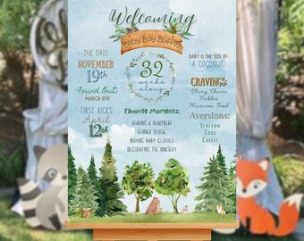 Woodland Baby Shower Welcome Sign: Forest Animals Printable (Digital Download)