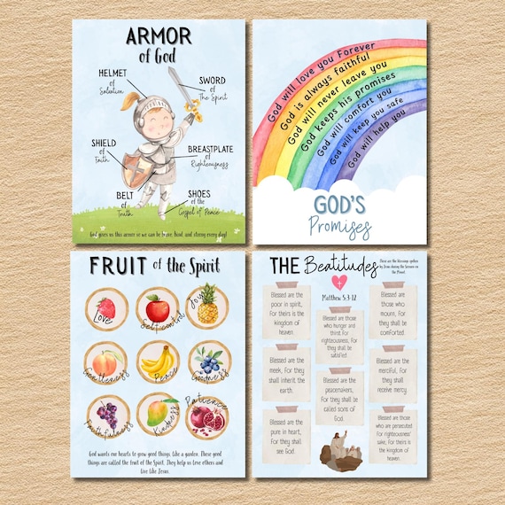 Bible Printables for Kids: Armor of God, 10 Commandments (PDF Download 2 Sizes)