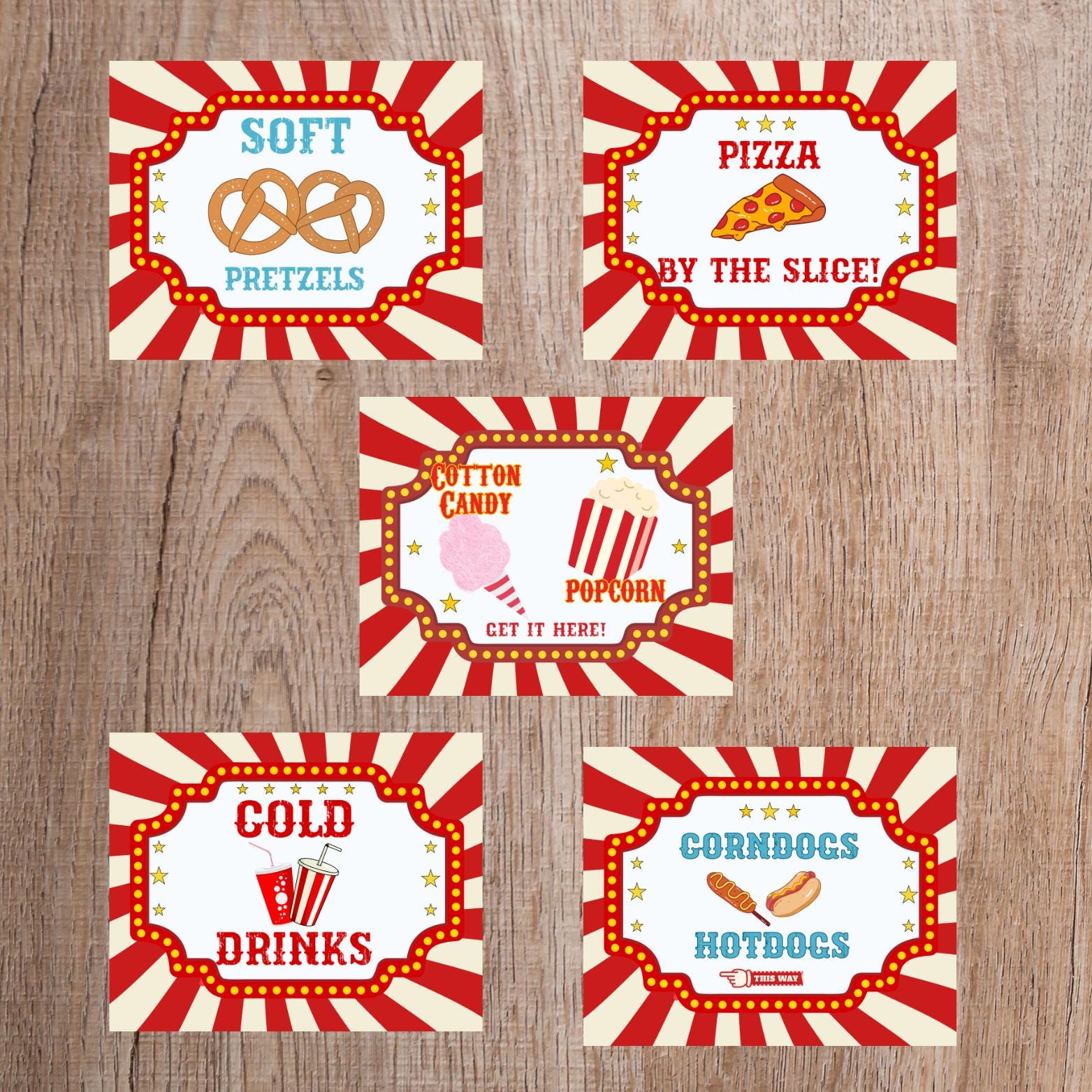Circus Party Signs: Editable Carnival Booth Decor (canva Template ...