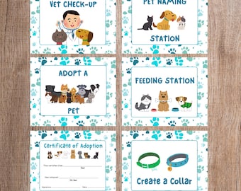 Editable Puppy Party Signs Dog Birthday Printable Food Table Signs Activity Station Signs Puppy Birthday Party Decorations Canva Template