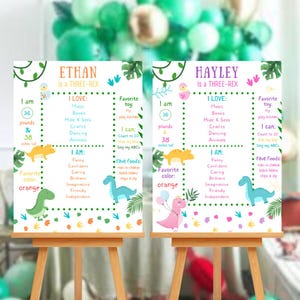 Dinosaur Birthday Milestone Poster Board and Welcome Sign | Editable Template One-A-Saurus |3-Rex Three Rex | Stomp Chomp Roar|Dino Birthday