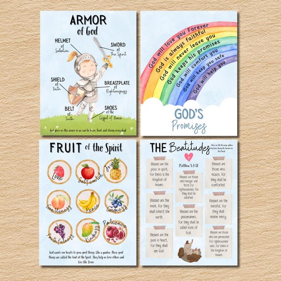 Bible Printables for Kids: Armor of God, 10 Commandments (PDF Download 2 Sizes)