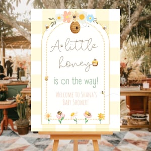 Bee Baby Shower Sign | Mama to Bee Printable | Editable Honey Bee Gender Reveal Poster | Canva Template 16x20 | Instant Download