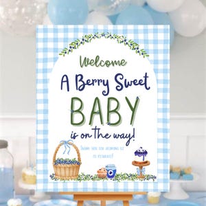 Blueberry Baby Shower Welcome Sign: Editable Template (Digital Download, 16x20 & 18x24&quot;)