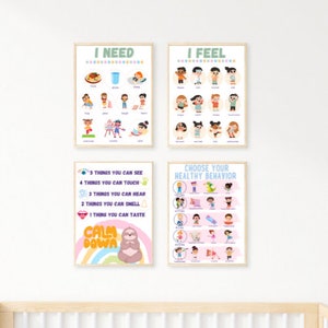 Cuadro de grandes sentimientos de los niños pequeños Comportamiento de los niños pequeños / Sala de juegos Comportamiento en preescolar Jardín de infantes Ayuda / Imprimible