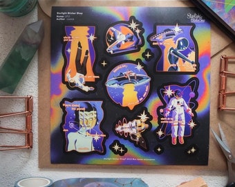 Retro Sci-Fi Alien UFO Stickers – Waterproof Vinyl Sticker Sheet