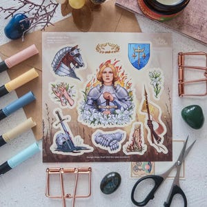 Stickervel Jeanne d'Arc - Middeleeuwse historische stickers | Inspirerende en heroïsche esthetische stickers voor tijdschriften en decor